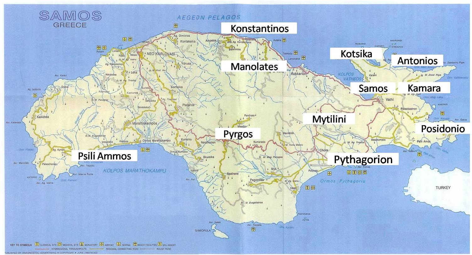 Kort over Samos